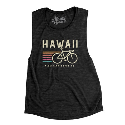 Hawaii Cycling Women's Flowey Scoopneck Muscle Tank-Black Slub-Allegiant Goods Co. Vintage Sports Apparel