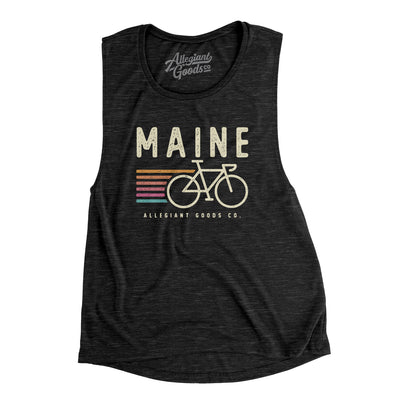 Maine Cycling Women's Flowey Scoopneck Muscle Tank-Black Slub-Allegiant Goods Co. Vintage Sports Apparel