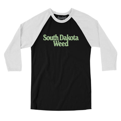 South Dakota Weed Men/Unisex Raglan 3/4 Sleeve T-Shirt-Black with White-Allegiant Goods Co. Vintage Sports Apparel