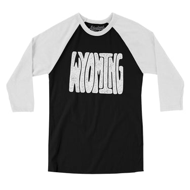 Wyoming State Shape Text Men/Unisex Raglan 3/4 Sleeve T-Shirt-Allegiant Goods Co. Vintage Sports Apparel