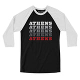 Athens Repeat Men/Unisex Raglan 3/4 Sleeve T-Shirt-Black with White-Allegiant Goods Co. Vintage Sports Apparel