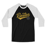 Boston Vintage Script Men/Unisex Raglan 3/4 Sleeve T-Shirt-Allegiant Goods Co. Vintage Sports Apparel