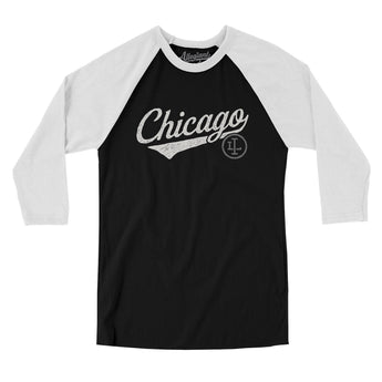 Chicago Vintage Script Men/Unisex Raglan 3/4 Sleeve T-Shirt-Allegiant Goods Co. Vintage Sports Apparel