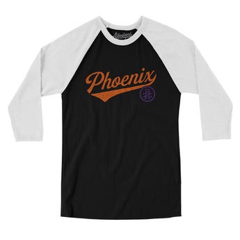 Phoenix Vintage Script Men/Unisex Raglan 3/4 Sleeve T-Shirt-Allegiant Goods Co. Vintage Sports Apparel