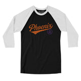 Phoenix Vintage Script Men/Unisex Raglan 3/4 Sleeve T-Shirt-Allegiant Goods Co. Vintage Sports Apparel