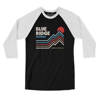 Blue Ridge Georgia Men/Unisex Raglan 3/4 Sleeve T-Shirt-Black with White-Allegiant Goods Co. Vintage Sports Apparel