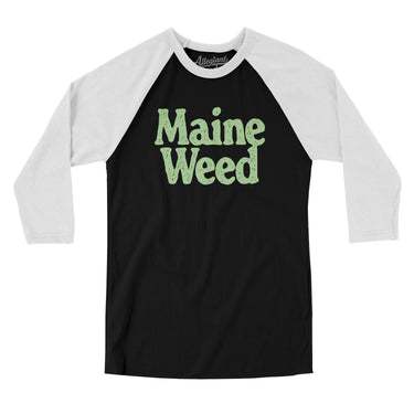 Maine Weed Men/Unisex Raglan 3/4 Sleeve T-Shirt-Black with White-Allegiant Goods Co. Vintage Sports Apparel