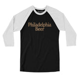 Philadelphia Beer Men/Unisex Raglan 3/4 Sleeve T-Shirt-Black with White-Allegiant Goods Co. Vintage Sports Apparel