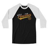 Houston Vintage Script Men/Unisex Raglan 3/4 Sleeve T-Shirt-Allegiant Goods Co. Vintage Sports Apparel