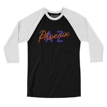 Phoenix Az Overprinted Men/Unisex Raglan 3/4 Sleeve T-Shirt-Allegiant Goods Co. Vintage Sports Apparel