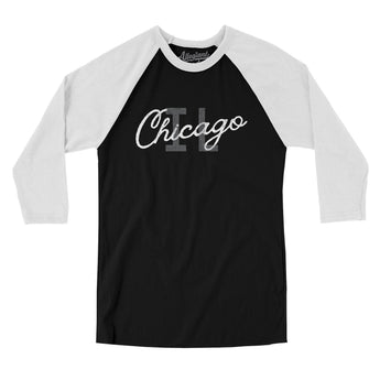 Chicago Illinois Overprinted Men/Unisex Raglan 3/4 Sleeve T-Shirt-Allegiant Goods Co. Vintage Sports Apparel