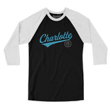 Charlotte Vintage Script Men/Unisex Raglan 3/4 Sleeve T-Shirt-Allegiant Goods Co. Vintage Sports Apparel