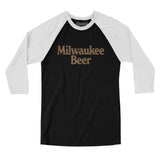 Milwaukee Beer Men/Unisex Raglan 3/4 Sleeve T-Shirt-Black with White-Allegiant Goods Co. Vintage Sports Apparel
