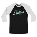 Dallas Tx Overprinted Men/Unisex Raglan 3/4 Sleeve T-Shirt-Allegiant Goods Co. Vintage Sports Apparel
