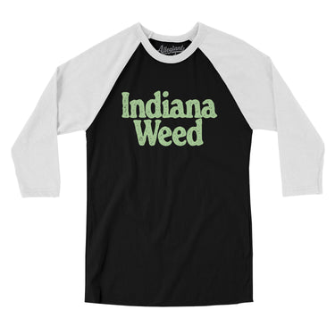 Indiana Weed Men/Unisex Raglan 3/4 Sleeve T-Shirt-Black with White-Allegiant Goods Co. Vintage Sports Apparel
