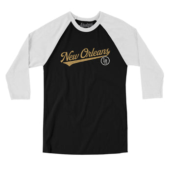 New Orleans Vintage Script Men/Unisex Raglan 3/4 Sleeve T-Shirt-Allegiant Goods Co. Vintage Sports Apparel