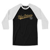 New Orleans Vintage Script Men/Unisex Raglan 3/4 Sleeve T-Shirt-Black with White-Allegiant Goods Co. Vintage Sports Apparel
