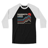 Mammoth Lakes California Men/Unisex Raglan 3/4 Sleeve T-Shirt-Black with White-Allegiant Goods Co. Vintage Sports Apparel