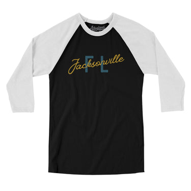 Jacksonville Fl Overprinted Men/Unisex Raglan 3/4 Sleeve T-Shirt-Allegiant Goods Co. Vintage Sports Apparel