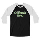 California Weed Men/Unisex Raglan 3/4 Sleeve T-Shirt-Black with White-Allegiant Goods Co. Vintage Sports Apparel