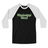 Mississippi Weed Men/Unisex Raglan 3/4 Sleeve T-Shirt-Black with White-Allegiant Goods Co. Vintage Sports Apparel