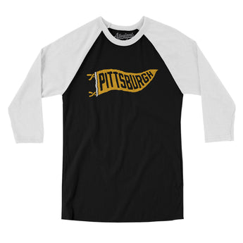 Pittsburgh Pennant Men/Unisex Raglan 3/4 Sleeve T-Shirt-Allegiant Goods Co. Vintage Sports Apparel