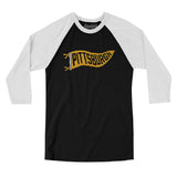 Pittsburgh Pennant Men/Unisex Raglan 3/4 Sleeve T-Shirt-Allegiant Goods Co. Vintage Sports Apparel