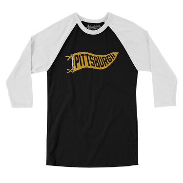Pittsburgh Pennant Men/Unisex Raglan 3/4 Sleeve T-Shirt-Allegiant Goods Co. Vintage Sports Apparel