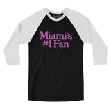 Miami's Number 1 Fan Men/Unisex Raglan 3/4 Sleeve T-Shirt-Allegiant Goods Co. Vintage Sports Apparel