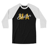 Boston Ma Overprint Overprinted Men/Unisex Raglan 3/4 Sleeve T-Shirt-Allegiant Goods Co. Vintage Sports Apparel