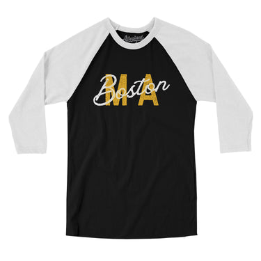 Boston Ma Overprint Overprinted Men/Unisex Raglan 3/4 Sleeve T-Shirt-Allegiant Goods Co. Vintage Sports Apparel