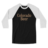 Colorado Beer Men/Unisex Raglan 3/4 Sleeve T-Shirt-Black with White-Allegiant Goods Co. Vintage Sports Apparel