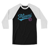 Miami Vintage Script Men/Unisex Raglan 3/4 Sleeve T-Shirt-Allegiant Goods Co. Vintage Sports Apparel