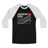 Jackson Hole Wyoming Men/Unisex Raglan 3/4 Sleeve T-Shirt-Black with White-Allegiant Goods Co. Vintage Sports Apparel