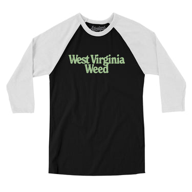 West Virginia Weed Men/Unisex Raglan 3/4 Sleeve T-Shirt-Black with White-Allegiant Goods Co. Vintage Sports Apparel