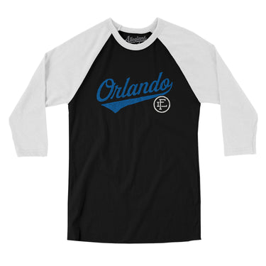 Orlando Vintage Script Men/Unisex Raglan 3/4 Sleeve T-Shirt-Allegiant Goods Co. Vintage Sports Apparel