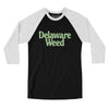 Delaware Weed Men/Unisex Raglan 3/4 Sleeve T-Shirt-Black with White-Allegiant Goods Co. Vintage Sports Apparel
