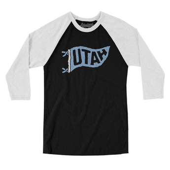 Utah Pennant Men/Unisex Raglan 3/4 Sleeve T-Shirt-Allegiant Goods Co. Vintage Sports Apparel
