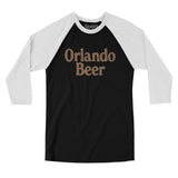 Orlando Beer Men/Unisex Raglan 3/4 Sleeve T-Shirt-Black with White-Allegiant Goods Co. Vintage Sports Apparel