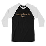 Massachusetts Beer Men/Unisex Raglan 3/4 Sleeve T-Shirt-Black with White-Allegiant Goods Co. Vintage Sports Apparel