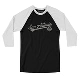 San Antonio Vintage Script Men/Unisex Raglan 3/4 Sleeve T-Shirt-Allegiant Goods Co. Vintage Sports Apparel