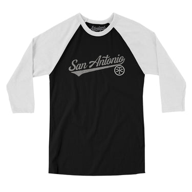 San Antonio Vintage Script Men/Unisex Raglan 3/4 Sleeve T-Shirt-Allegiant Goods Co. Vintage Sports Apparel