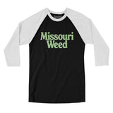 Missouri Weed Men/Unisex Raglan 3/4 Sleeve T-Shirt-Black with White-Allegiant Goods Co. Vintage Sports Apparel