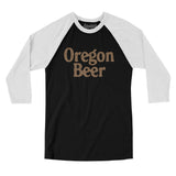 Oregon Beer Men/Unisex Raglan 3/4 Sleeve T-Shirt-Black with White-Allegiant Goods Co. Vintage Sports Apparel