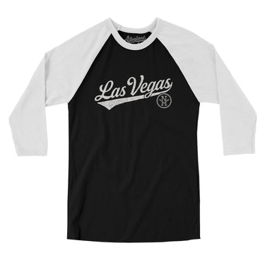 Las Vegas Vintage Script Men/Unisex Raglan 3/4 Sleeve T-Shirt-Allegiant Goods Co. Vintage Sports Apparel