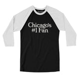 Chicago's Number 1 Fan Men/Unisex Raglan 3/4 Sleeve T-Shirt-Black with White-Allegiant Goods Co. Vintage Sports Apparel