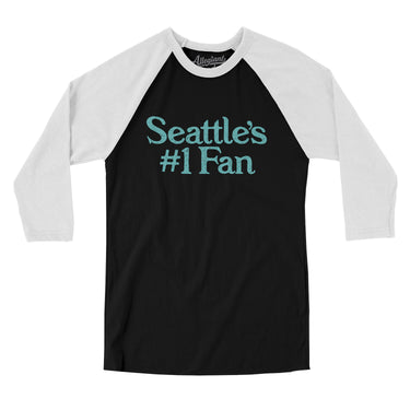 Seattle's Number 1 Fan Men/Unisex Raglan 3/4 Sleeve T-Shirt-Allegiant Goods Co. Vintage Sports Apparel