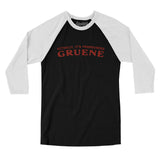Actually It's Pronounced Gruene Men/Unisex Raglan 3/4 Sleeve T-Shirt-Black with White-Allegiant Goods Co. Vintage Sports Apparel