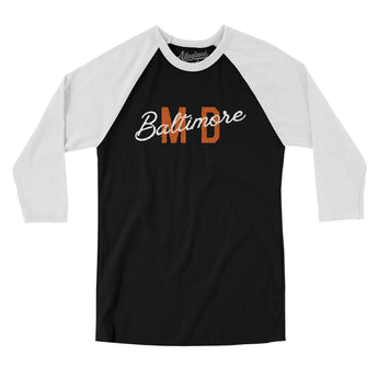 Baltimore Md Overprinted Men/Unisex Raglan 3/4 Sleeve T-Shirt-Allegiant Goods Co. Vintage Sports Apparel