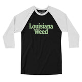 Louisiana Weed Men/Unisex Raglan 3/4 Sleeve T-Shirt-Black with White-Allegiant Goods Co. Vintage Sports Apparel